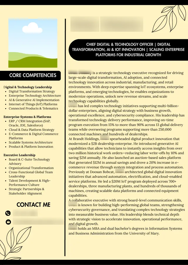 Sample executive bio written by HoverAdsPro